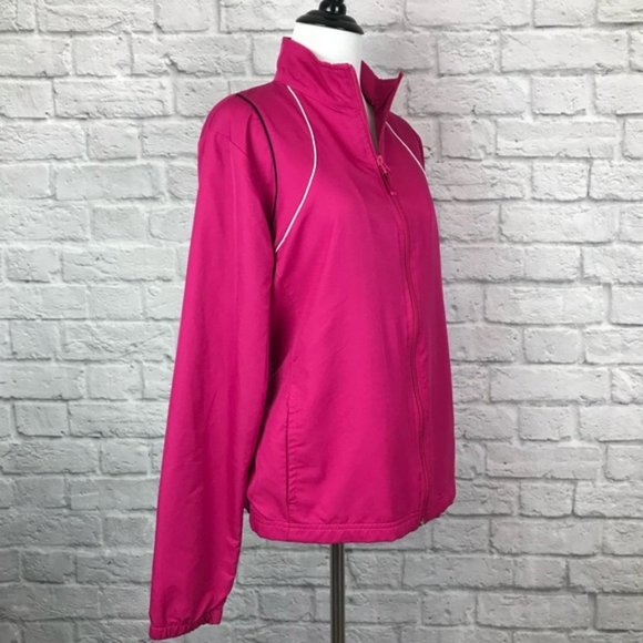 Reebok Windbreaker Rain Jacket Large Pink White - Picture 3 of 8